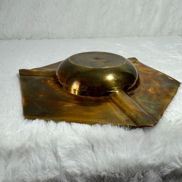 Vintage Hexagonal Brass Ashtray From India Rope design Mid-Century Modern - Picture 4 of 9